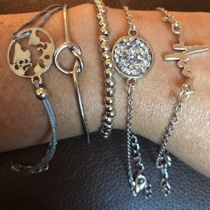 Silver Bracelets - 5 Individual Bracelets